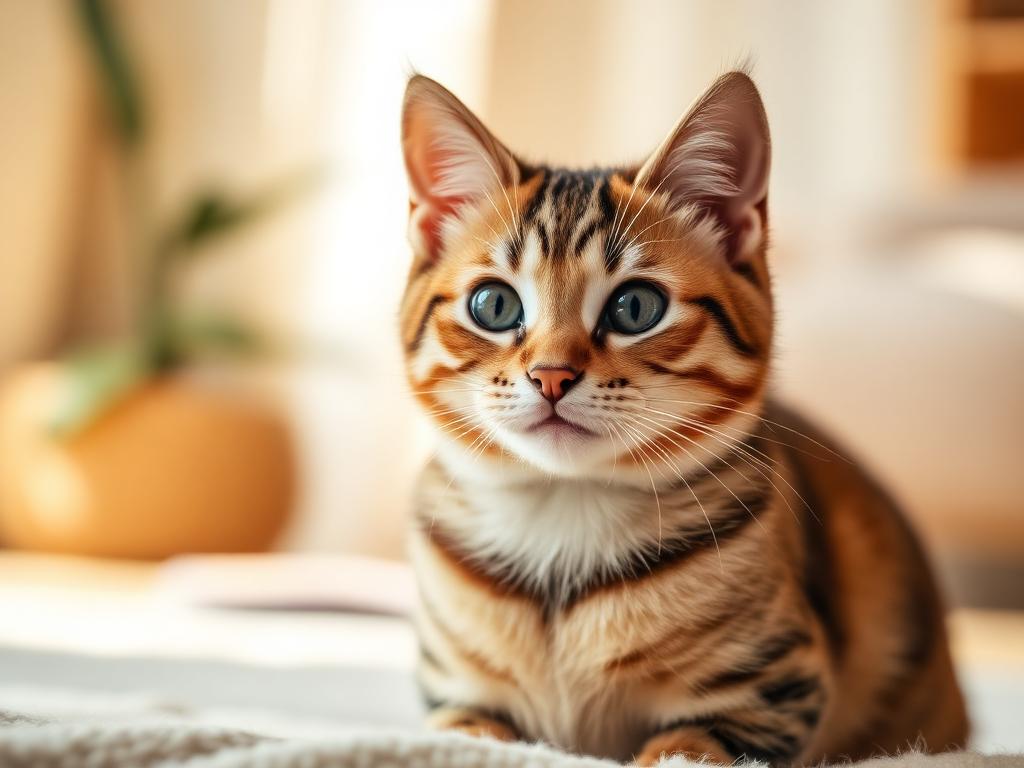 Süße Katze in warmem Licht